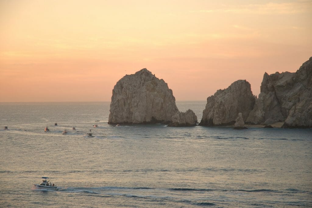 fishing boats going out to sea in Mexico